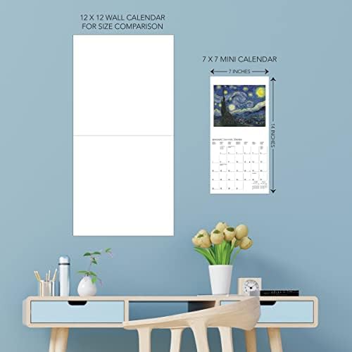 Graphique 2024 לוח השנה של וואן גוך מיני קיר | 7 ”x 7” | נייר עבה | מארגן בית ומשרדים | רשת חודשית גדולה